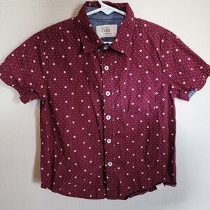 Free Planet Burgundy Polka Dot Casual Shirt